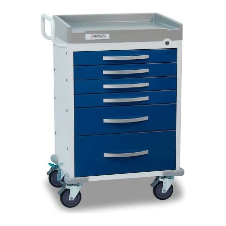 CARDINAL SCALE MFG/DETECTO SCALE CO Detecto® Rescue Series Anesthesiology Medical Cart, White Frame with 6 Blue Drawers RC333369BLU